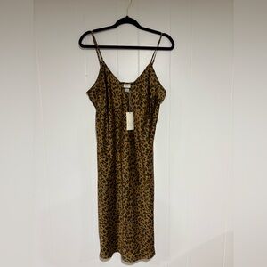 A New Day Tan Leopard Print Midi Dress